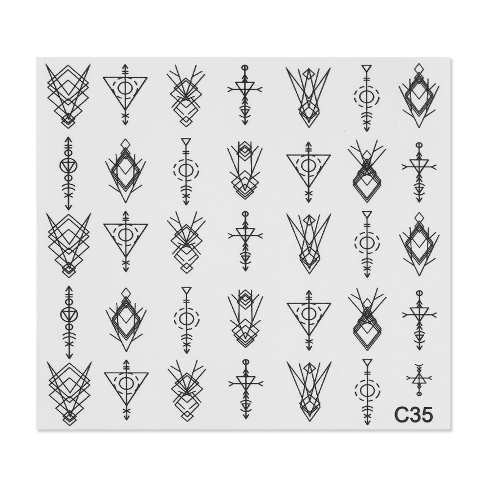 SHEET C35 mit verschiedenen geometrischen Symbolen und Mustern für Anklebetattoos