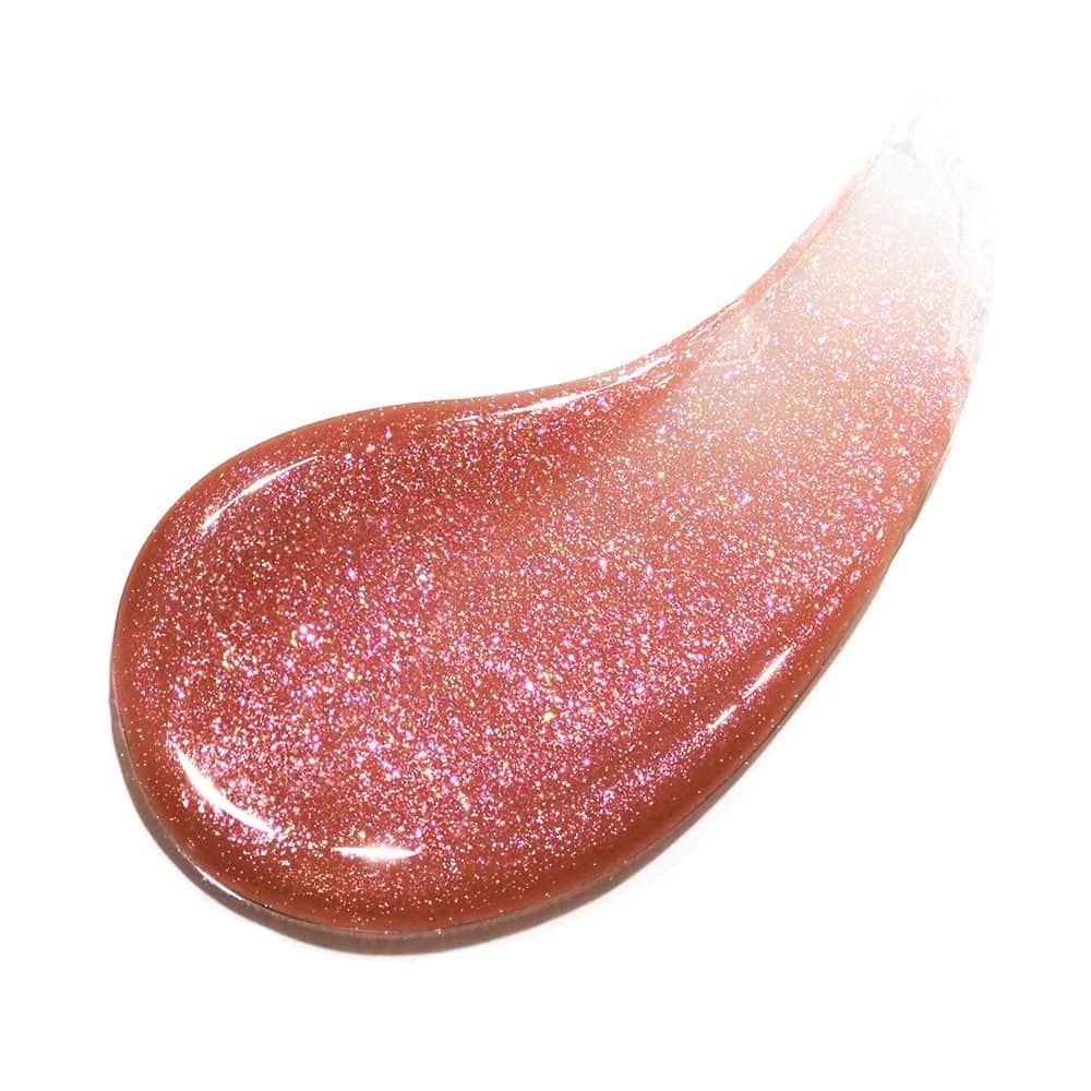 Glänzender Swatch des Ribells Follow Me Lipgloss Like a Princess 7 ml von Cupio in schimmerndem Rosa-Nude mit lichtreflektierenden Glitzerpartikeln für gepflegte, voluminös wirkende Lippen