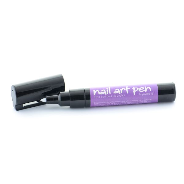 Lila Nail Art Pen für kreative Nagelkunst mit schwarzem Deckel