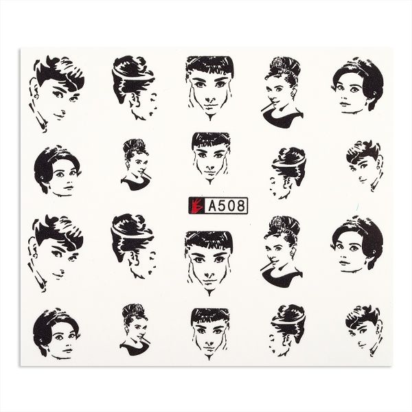Illustration von Audrey Hepburn, vielfach in verschiedenen Posen und Frisuren dargestellt