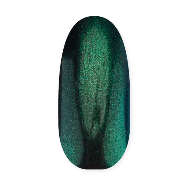 Nagel mit grün-türkisem, schimmerndem Nagellack