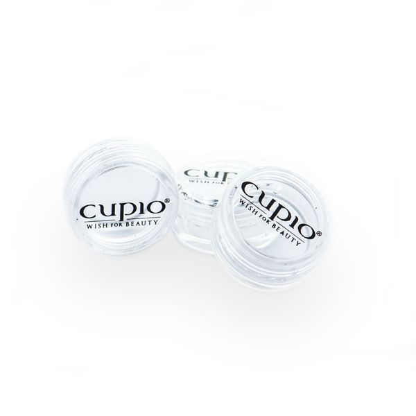 Drei transparente Dosen der Marke Cupio, ideal für kosmetische Anwendungen.