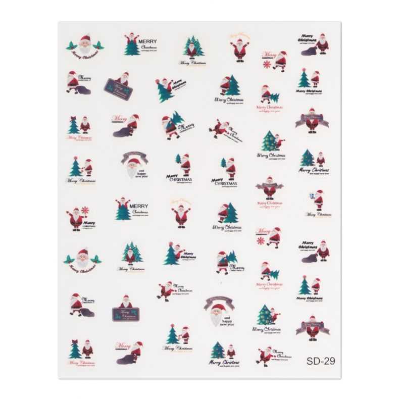 Weihnachtsaufkleber mit verschiedenen Designs von Weihnachtsmännern und Tannenbäumen