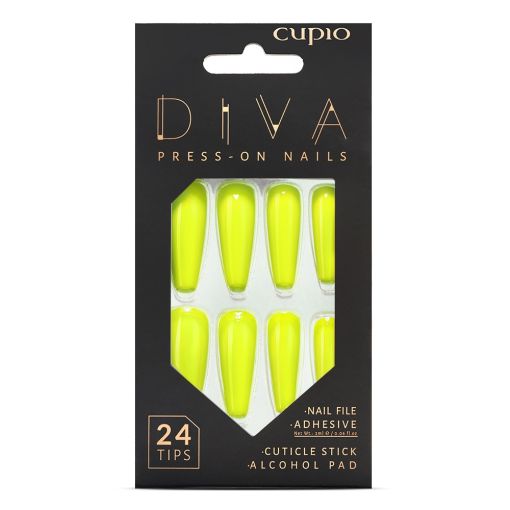 Cupio Diva Kunstnägel Press On Set – Neon Yellow