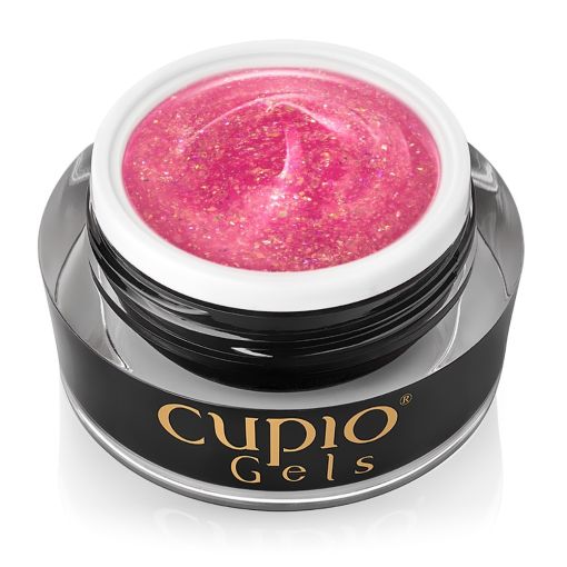 Cupio Gels pinkes Farbgel mit Glitzer in einem Tiegel für Nagelkunst