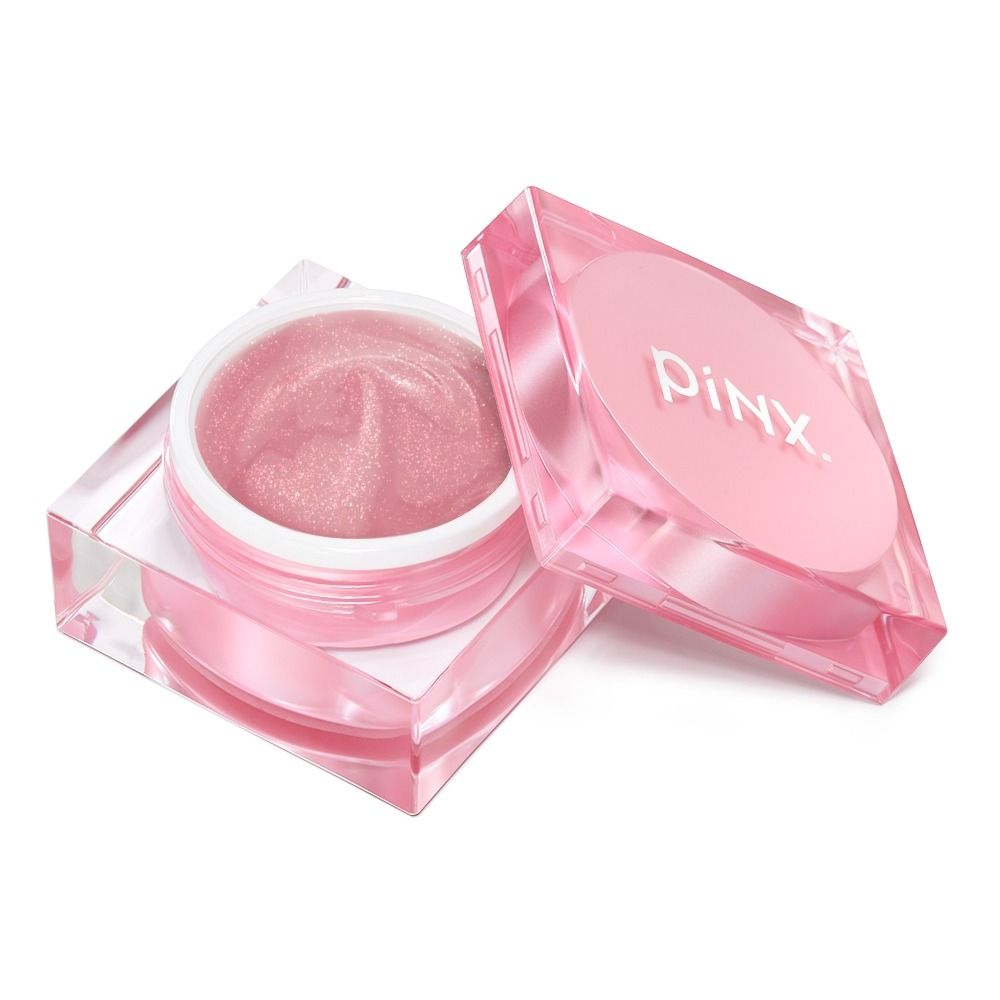 Offene Dose mit pinkem, glitzerndem Lippenbalsam von PiNX