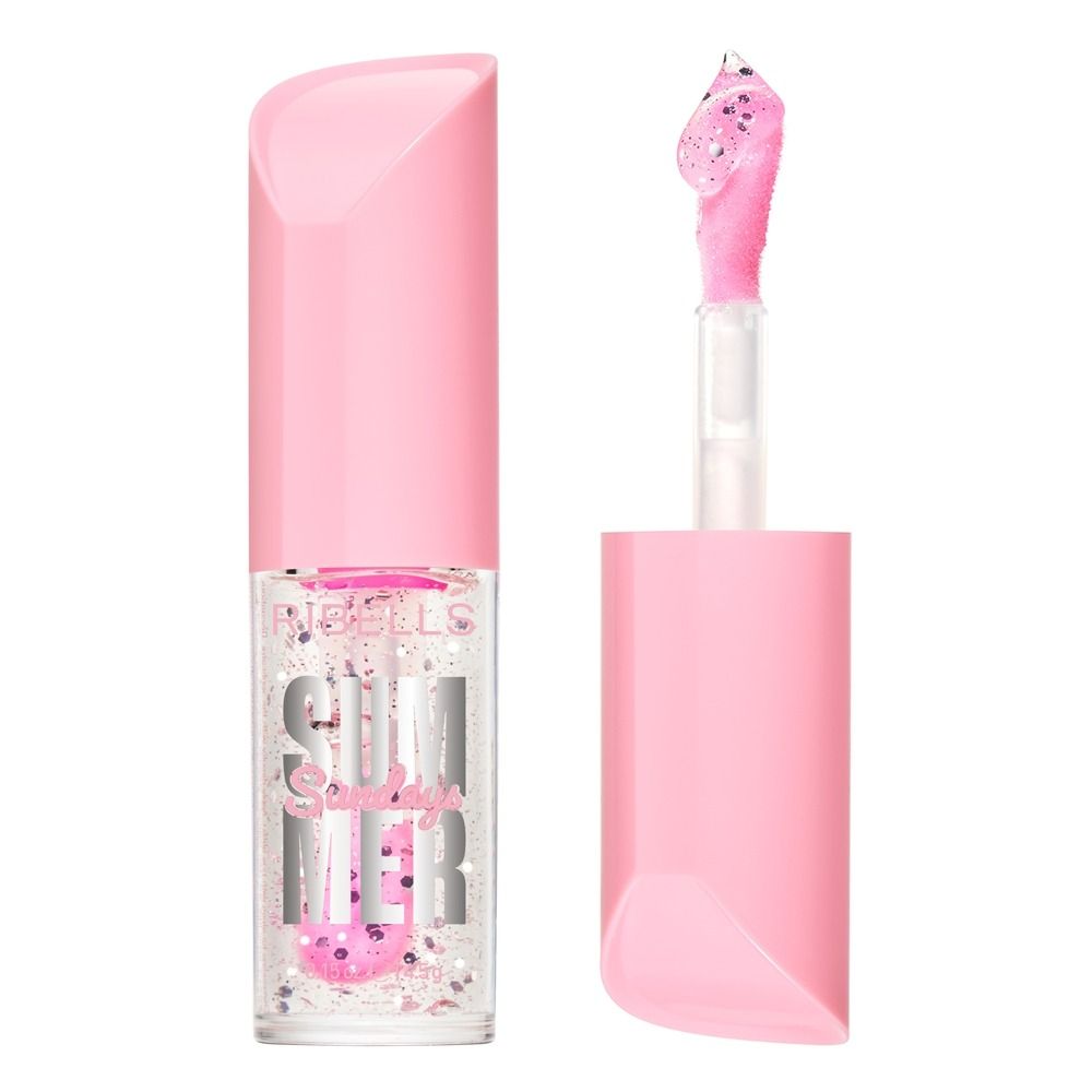 Glanzlipgloss von RIBELLS in pinker Verpackung mit Glitzer