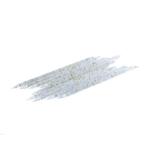 Drei glitzernde, transparente Deko-Streifen mit goldenen Akzenten