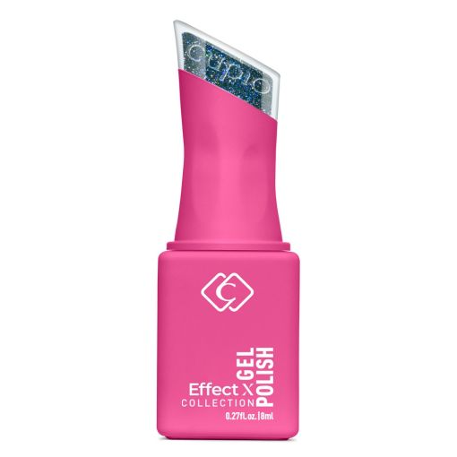 Pinkes Gelpolish mit blauem Glitzereffekt
