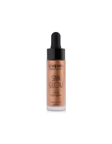 Produktbild des Cupio Make-up Pro Skin Glow Liquid Highlighter, flüssiger Highlighter in schimmerndem Bronze-Ton mit Pipettenflasche