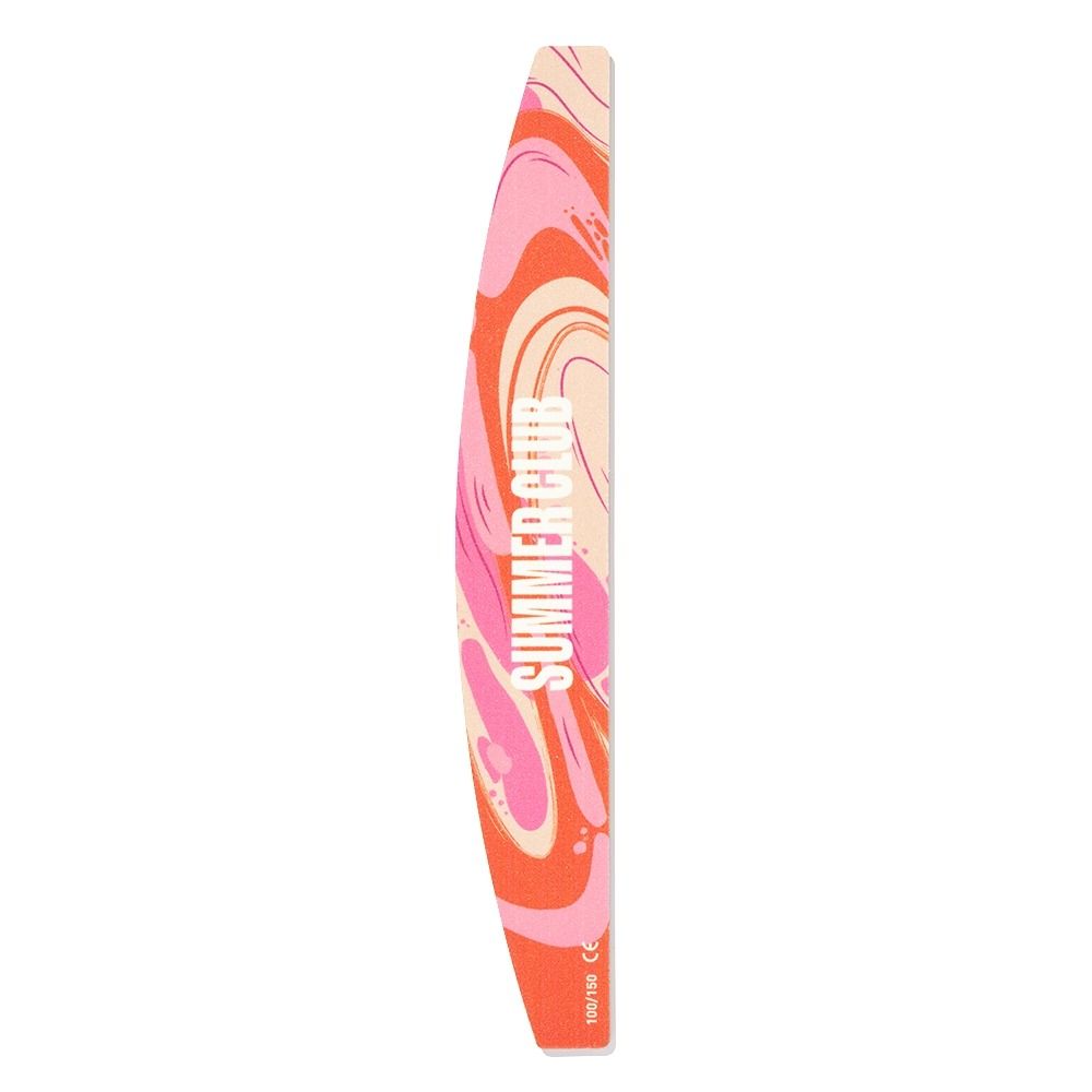 Bunte Nagelfeile mit dem Aufdruck 'SUMMER CLUB' im modernen Design
