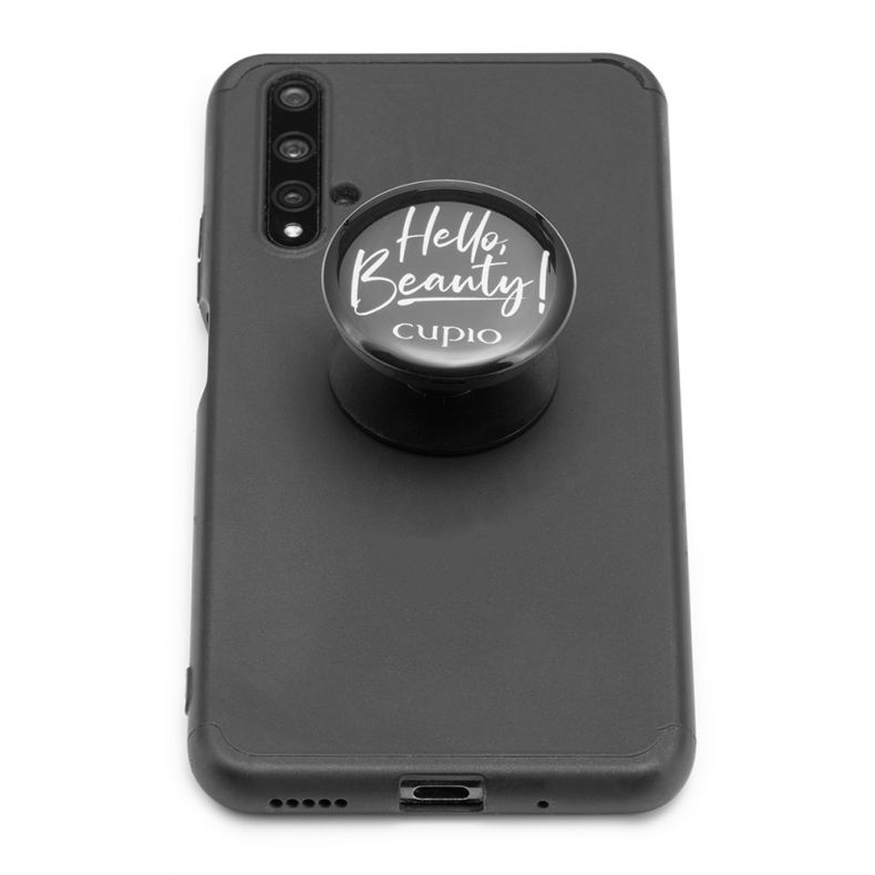 Handyhalter mit der Aufschrift 'Hello, Beauty!' auf einem schwarzem Smartphone