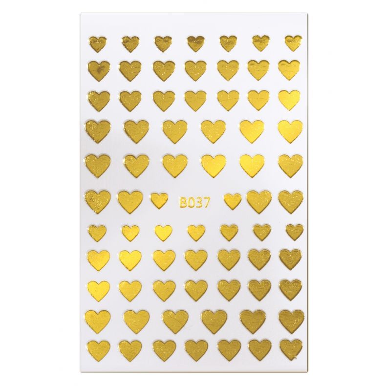 Bogen mit goldenen Herzaufklebern in verschiedenen Größen