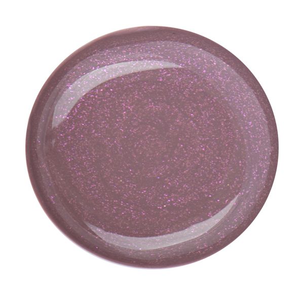 Runder Behälter mit glitzerndem lilafarbenem Nagellack