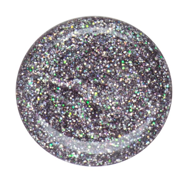 Runder Container mit metallic-grauem Glitzer-Pulver für Nägel