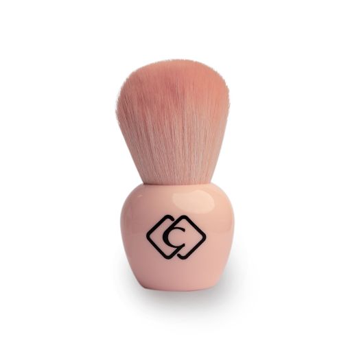 Puderpinsel in zartem Rosa mit voluminösem Pinselkopf