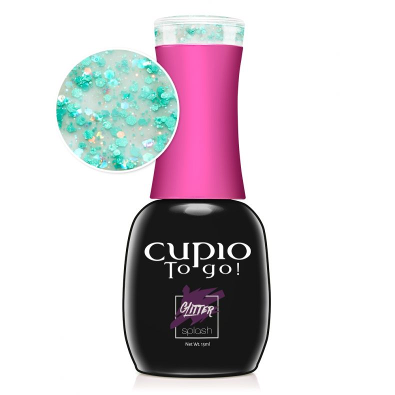 Cupio Gellack Glitter Splash - Aqua Glam 15 ml