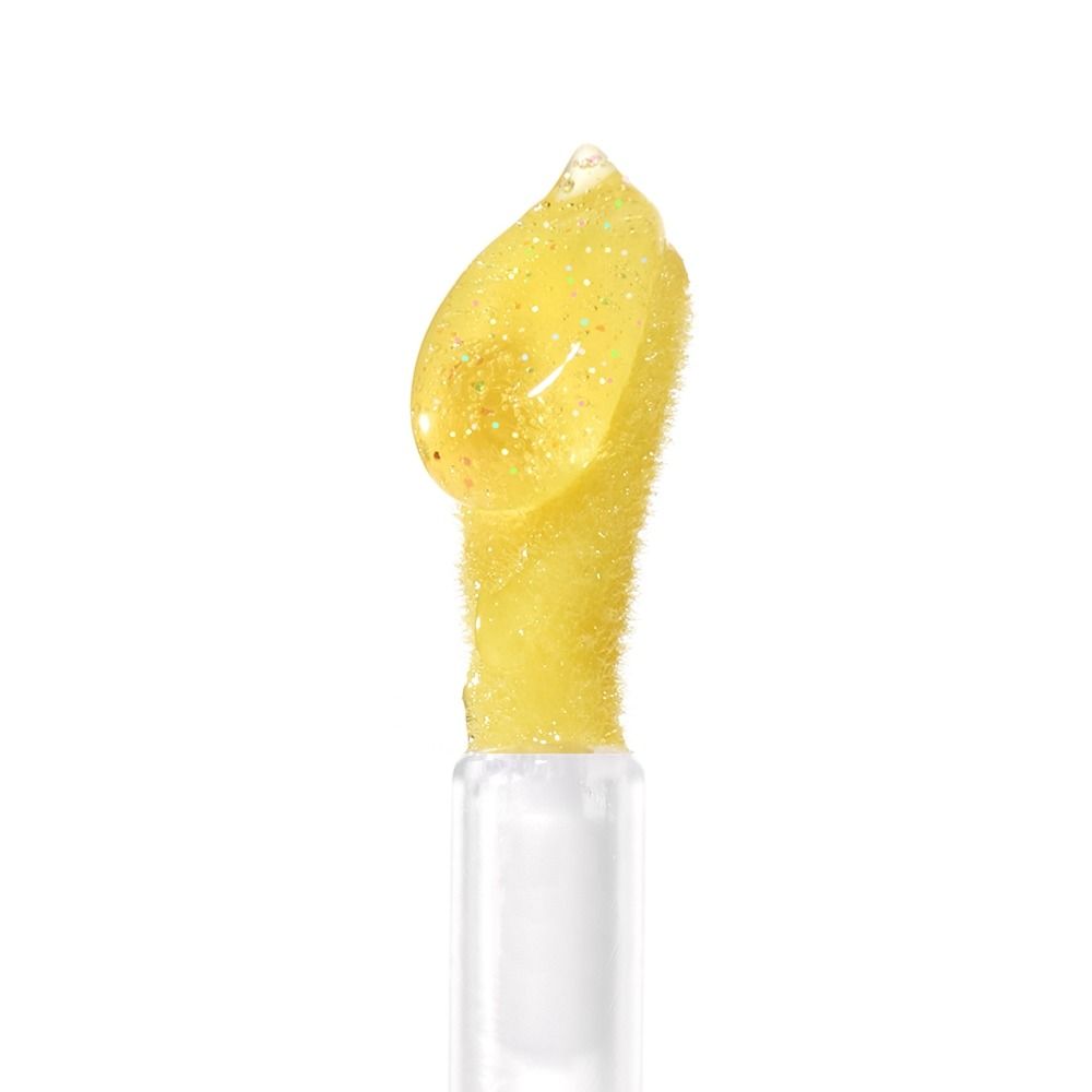 Transparente Lipgloss-Tube mit goldenem, glitzerndem Inhaltsstoff