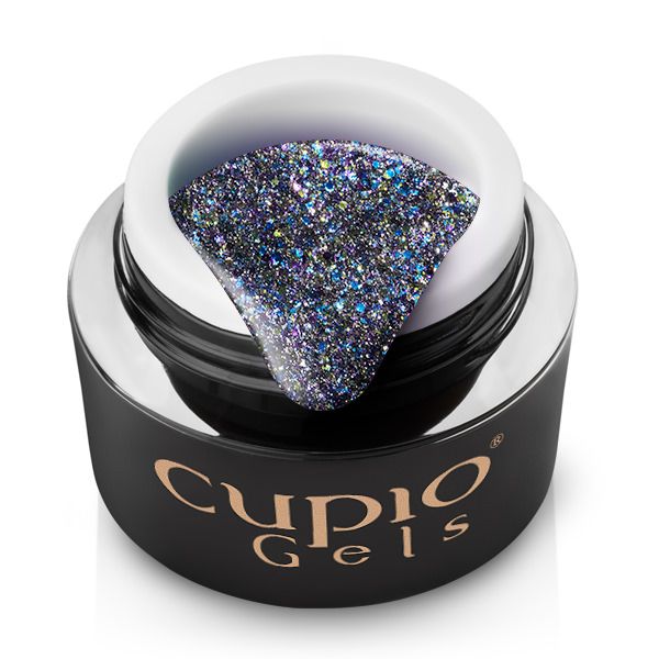 Schwarzes Glitzer-Gel von Cupio Gels mit funkelndem Effekt