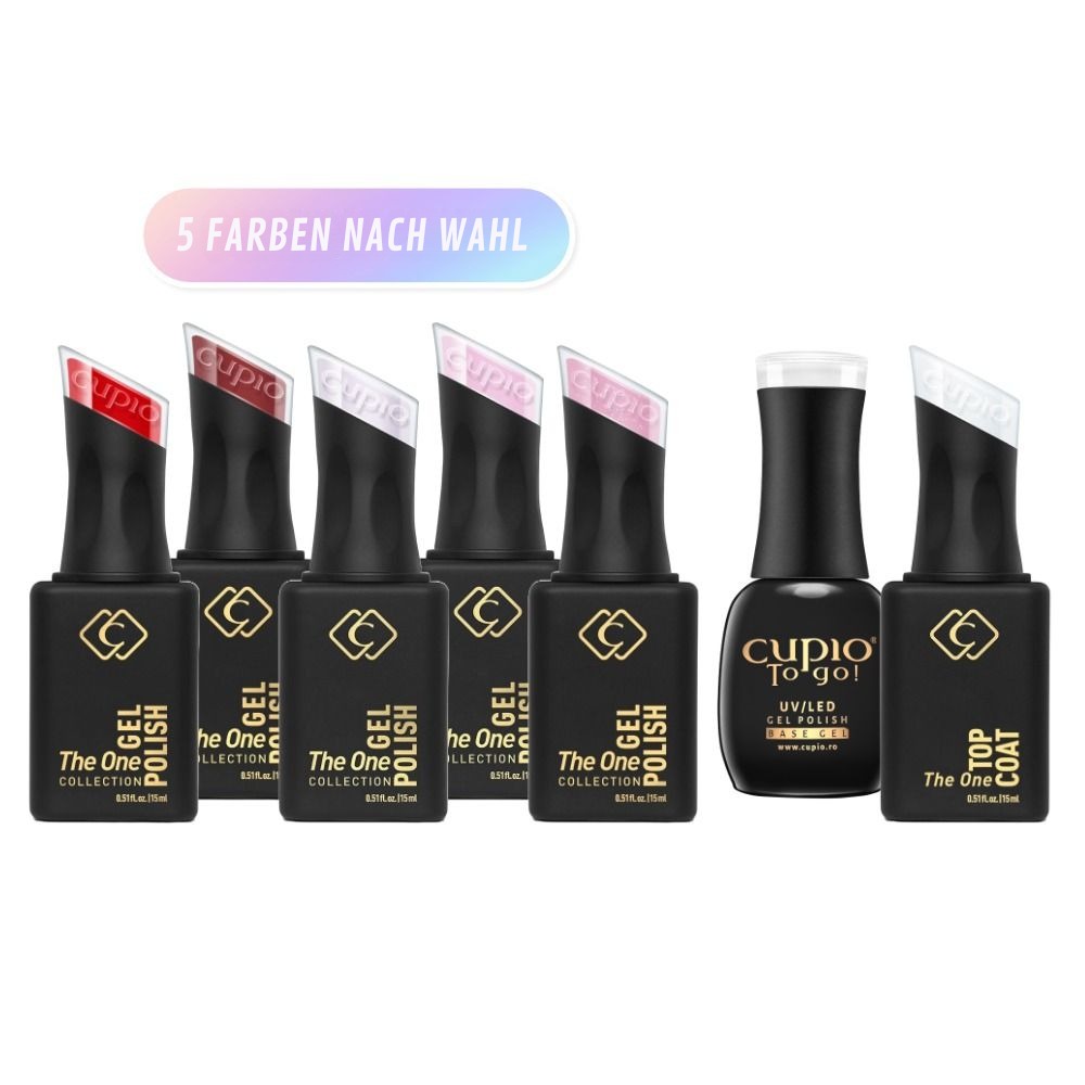 Cupio The One Gellack Nail Kit mit 5 Farben und Top Coat