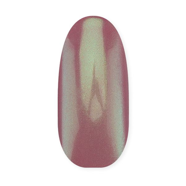 Nagelmodellage mit schimmerndem Rosé-Nagellack und grünlichen Nuancen
