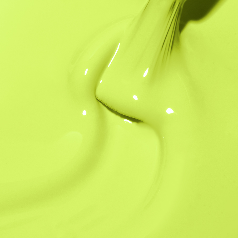 Nahaufnahme von neon-limettengrünem Cupio Gellack PRO Studio Colors Cocktail Party 8ml mit glänzender, seidig-cremiger Geltextur