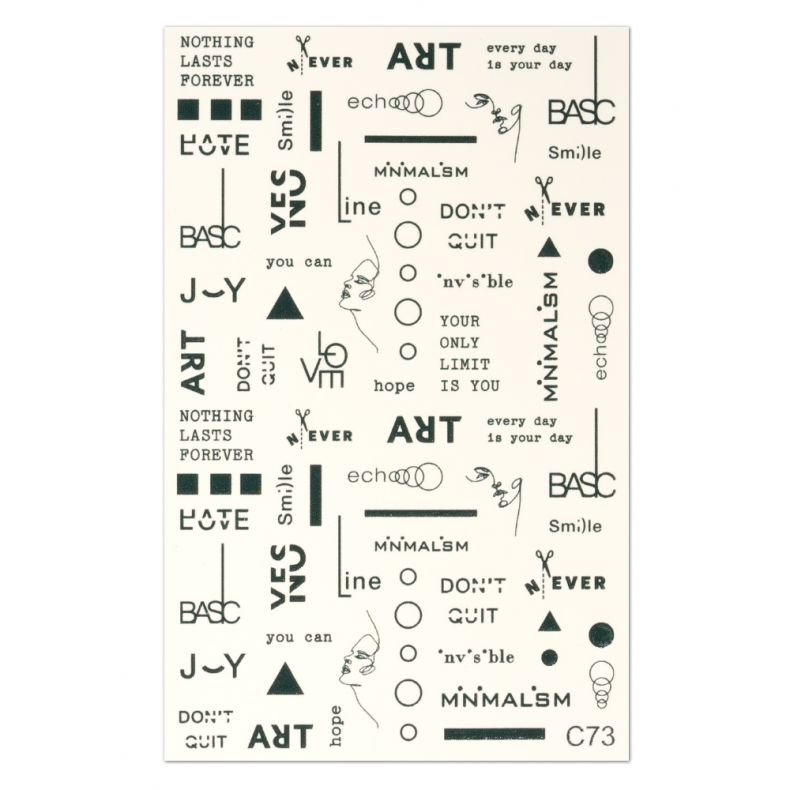 Minimalistisches Kunstwerk mit motivierenden Sprüchen und grafischen Elementen