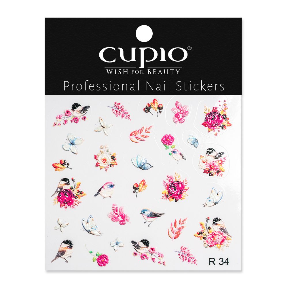 Professionelle Nagel Aufkleber von Cupio mit floralen und vogelartigen Motiven