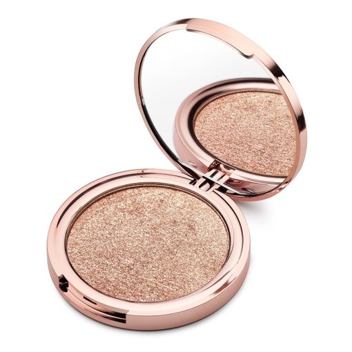 Roségoldener Highlighter in einer runden Dose mit Spiegel