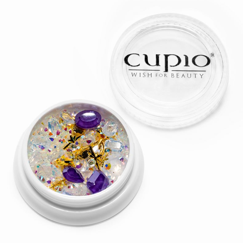 Dose mit bunten Dekorationssteinen für Nailart von Cupio