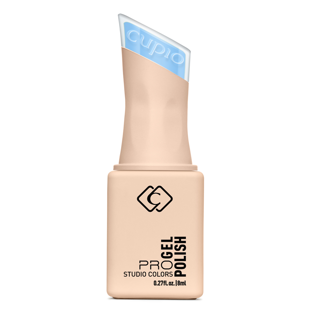 Abbildung von Cupio PROGel Studio Colors Gel Polish 8 ml in nude-beige, UV/LED-Gellack in rechteckiger Flasche mit blauem Verschluss