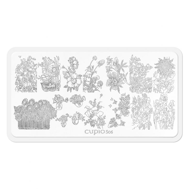 Detailansicht des Blumenstempelsets Cupio S06 für kreative Nageldesigns