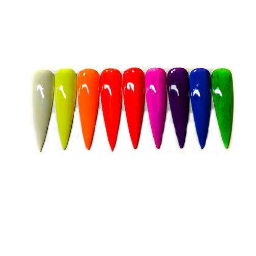 Nagelspitzen in Gelb, Orange, Rot, Pink, Lila, Blau und Grün