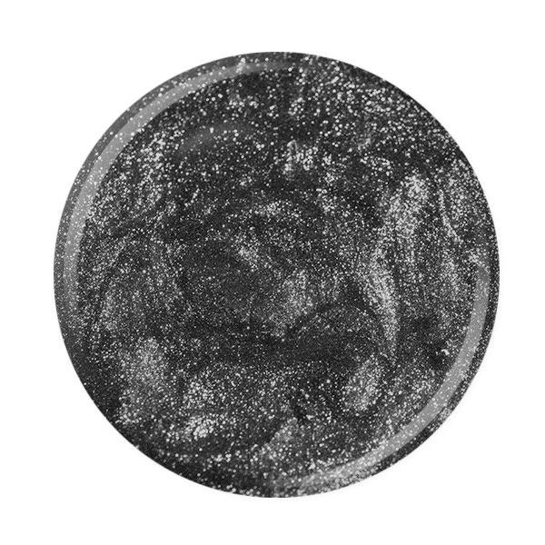 Schwarzes Glitzerpulver mit schimmerndem Effekt in runder Verpackung