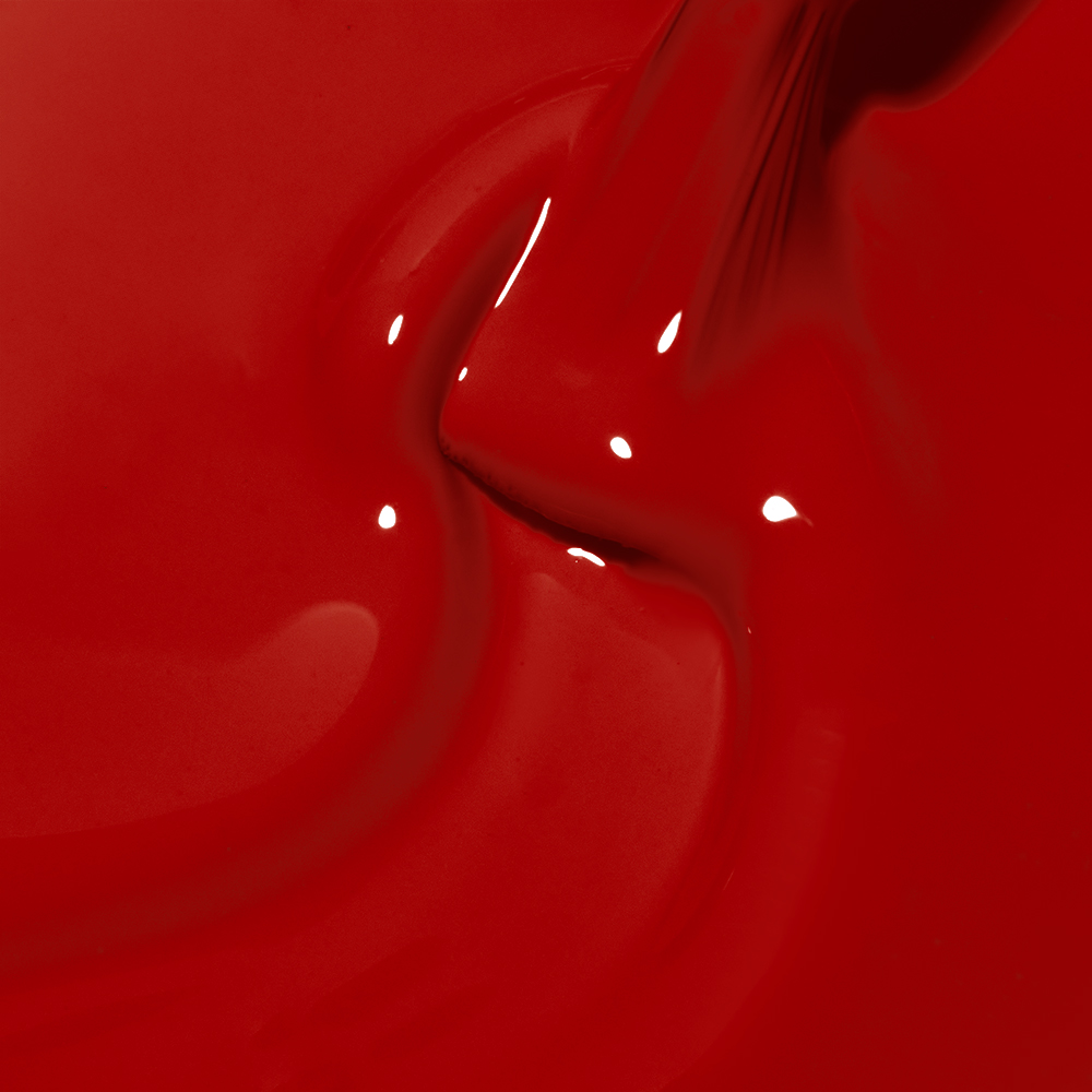 Nahaufnahme von Cupio Gellack PRO Studio Colors Private Club 8ml in intensivem Rot mit glänzender, cremiger Textur