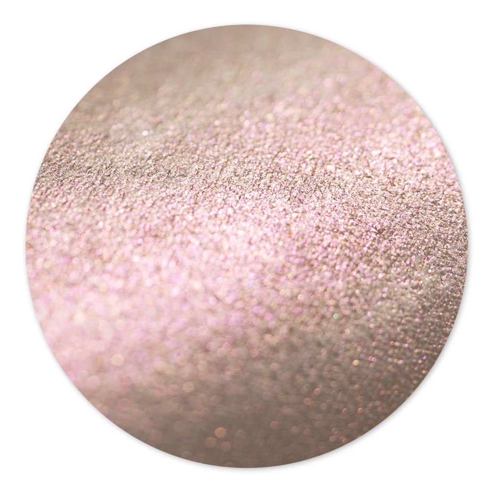 Nahaufnahme einer glitzernden, schimmernden Textur in Roségold