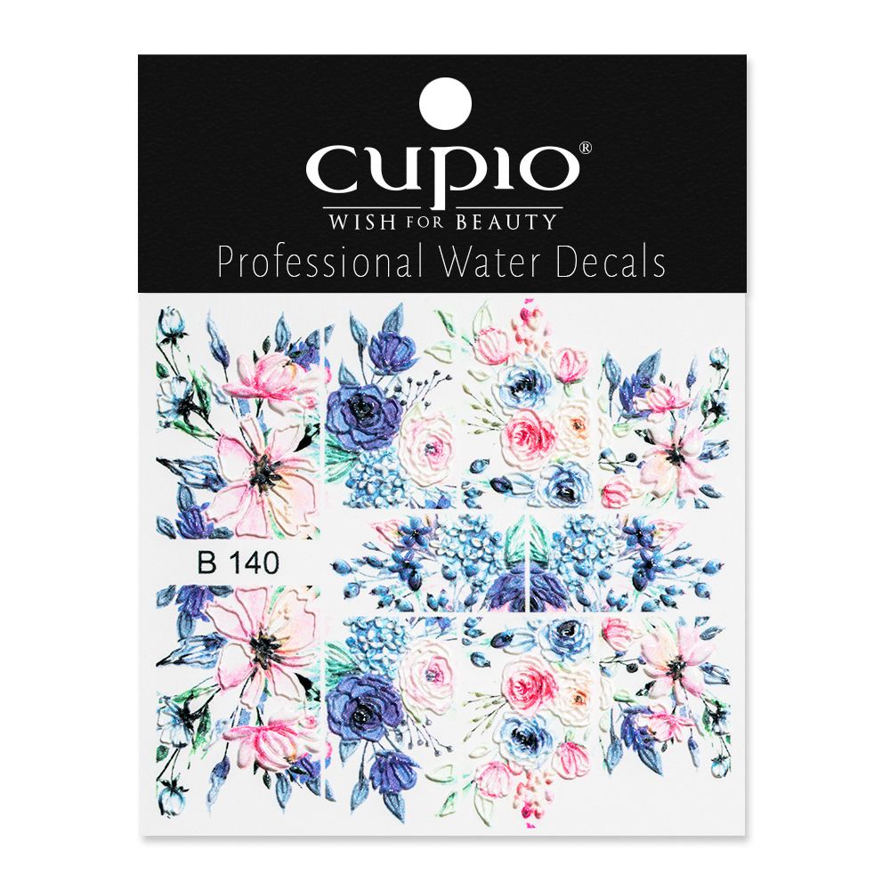 Florale Wasseraufkleber von Cupio in verschiedenen Farben und Designs, ideal für die Nagelkunst.