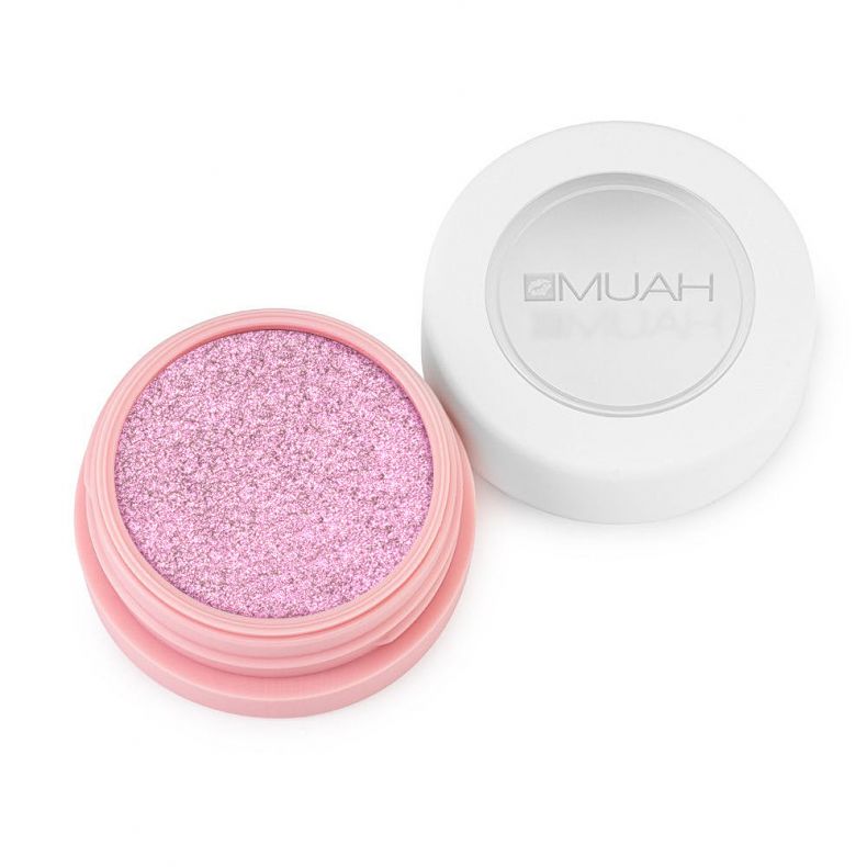 Rosa Glitzerpuder in einer runden Dose von MUAH