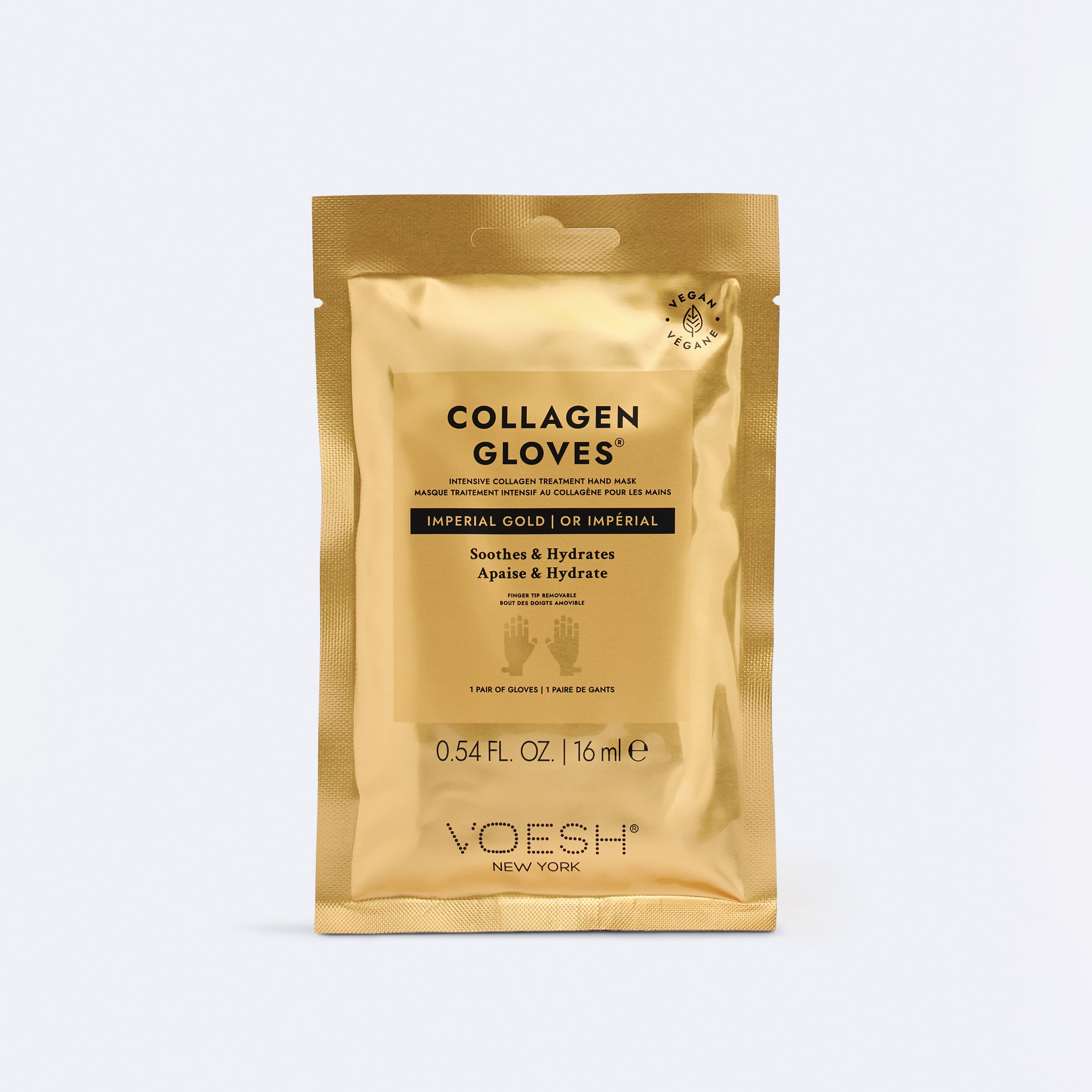 Voesh Collagen Gloves Imperial Gold in goldener Verpackung, pflegende Handmaske mit veganem Kollagen, Hyaluronsäure und Niacinamid für trockene, beanspruchte Hände
