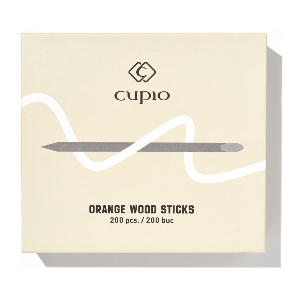 Verpackung des Cupio Orangenholz-Stäbchen Sets mit 200 Stück, Profi-Hilfsmittel für präzises Schieben und Entfernen der Nagelhaut bei der Maniküre