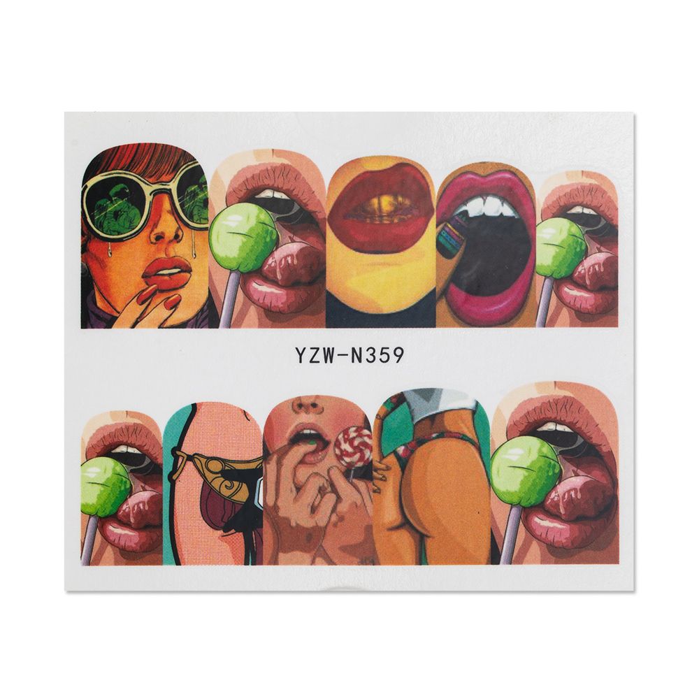 Nagelstickers mit bunten, erotischen Illustrationen und Lutschern
