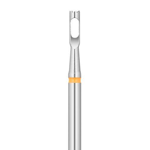 Fräserbit mit orangefarbener Markierung und spezieller Fräsf