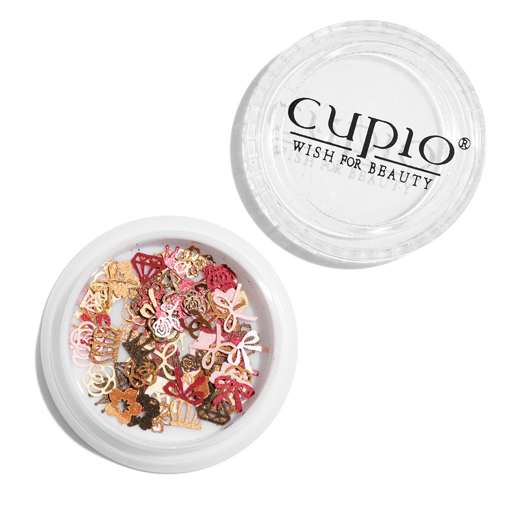 Dose mit verschiedenen dekorativen Nail Art Glitzerformen von Cupio zur Verschönerung von Nägeln