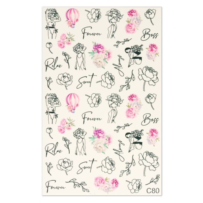 Bilder mit floralen Motiven und Schriftzügen wie 'Forever' und 'Relax'
