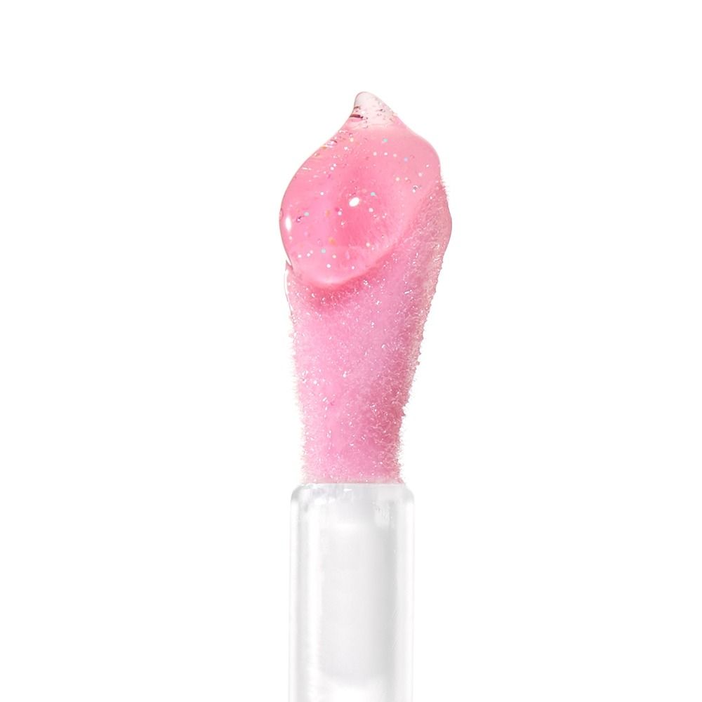 Rosa Lipgloss mit Glitzer in einer transparenten Verpackung
