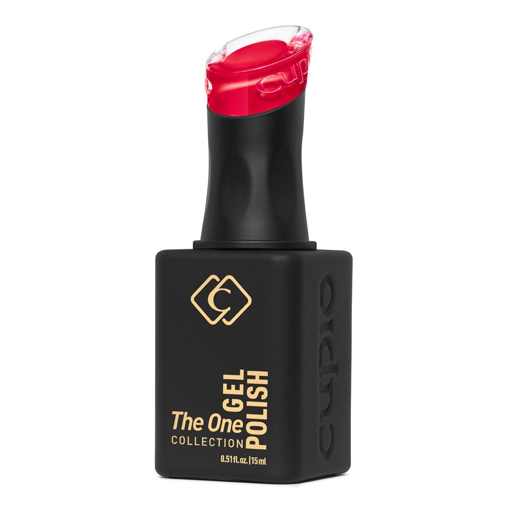 Produktbild von Cuccio The One Collection Gel Polish im schwarzen 15-ml-Flakon mit transparenter roter Kappe