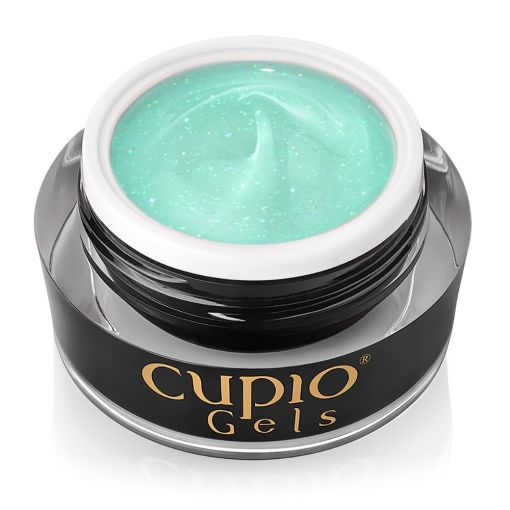 Türkiser Gel-Nagellack von Cupio Gels in einem transparenten Tiegel