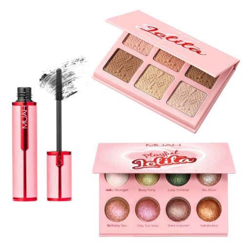 MUAH Make-up Set bestehend aus einer Lidschattenpalette mit verschiedenen Farben und einer Mascara
