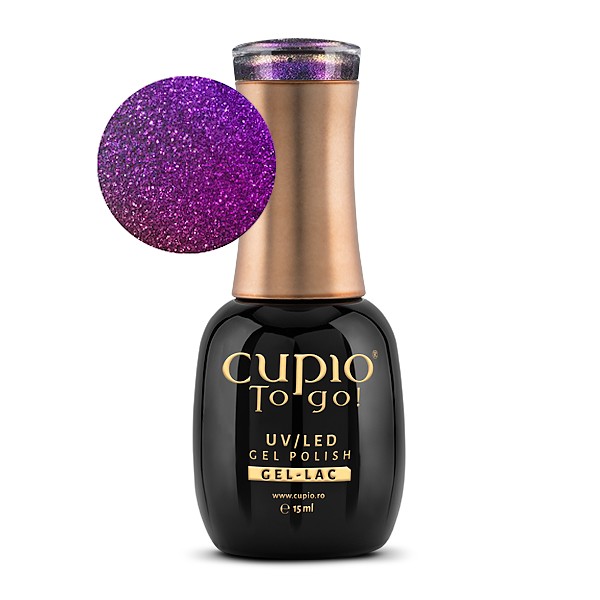 Cupio To go! UV/LED Gel Polish, 15 ml Flasche mit lila Glitzerfarbe