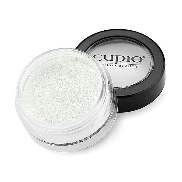 Transparentes Glitzerpulver von Cupio in einer offenen Dose